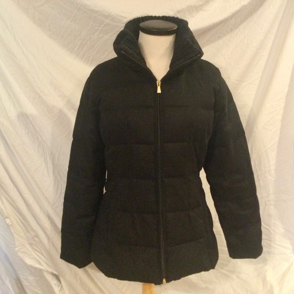 Black JACKET COAT sz S DOWN FILLED w/ ADJ. STRAPS for TAILORED FIT Weatherproof